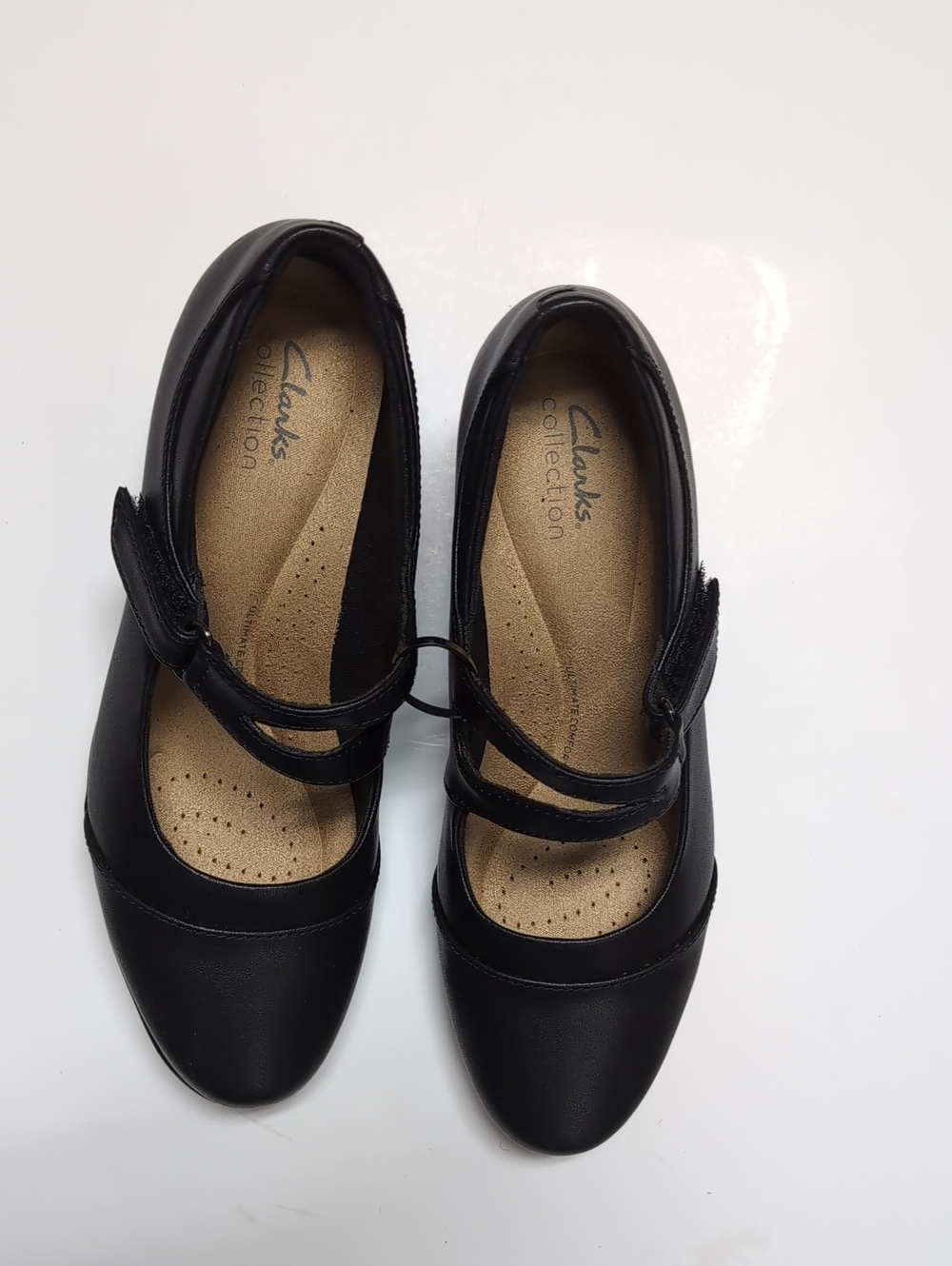 Clarks Black Double-Strap Mary Jane Flats
